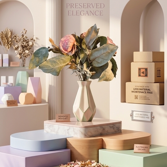 Elegant Pink and Green Faux Floral Bouquet - Picture 6 of 12